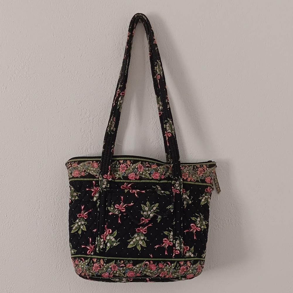VERA BRADLEY Floral Black Tote Bag